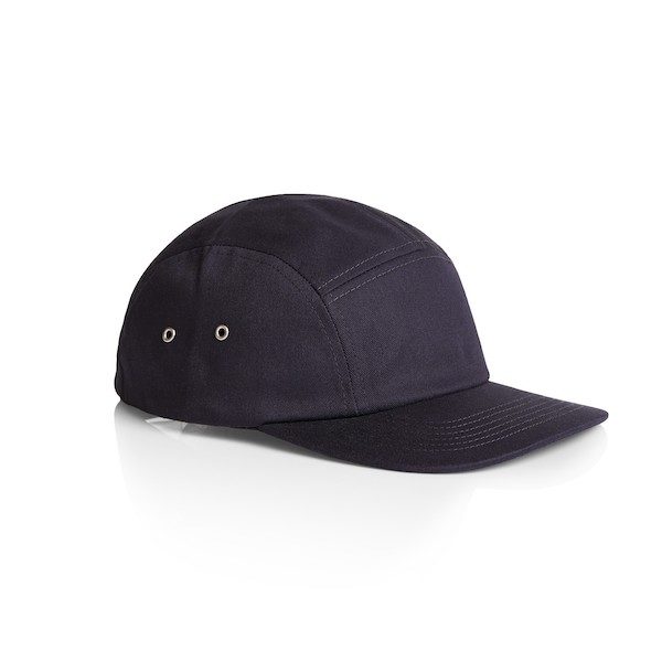 side view of a navy cotton cap
